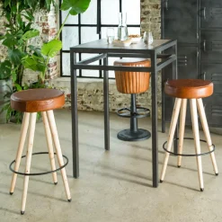 Tabouret De Bar<Made in Meubles Tabouret de bar en cuir marron Jocelin