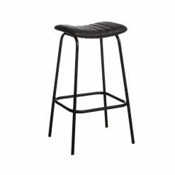 Tabouret De Bar<Made in Meubles Tabouret de bar en cuir noir et métal Alexandre (lot de 2)
