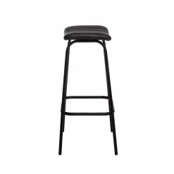 Tabouret De Bar<Made in Meubles Tabouret de bar en cuir noir et métal Alexandre (lot de 2)