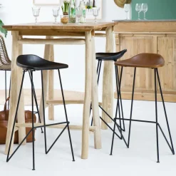 Tabouret De Bar<Made in Meubles Tabouret de bar en cuir noir Archi