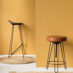 Tabouret De Bar<Made in Meubles Tabouret de bar en cuir noir Archi