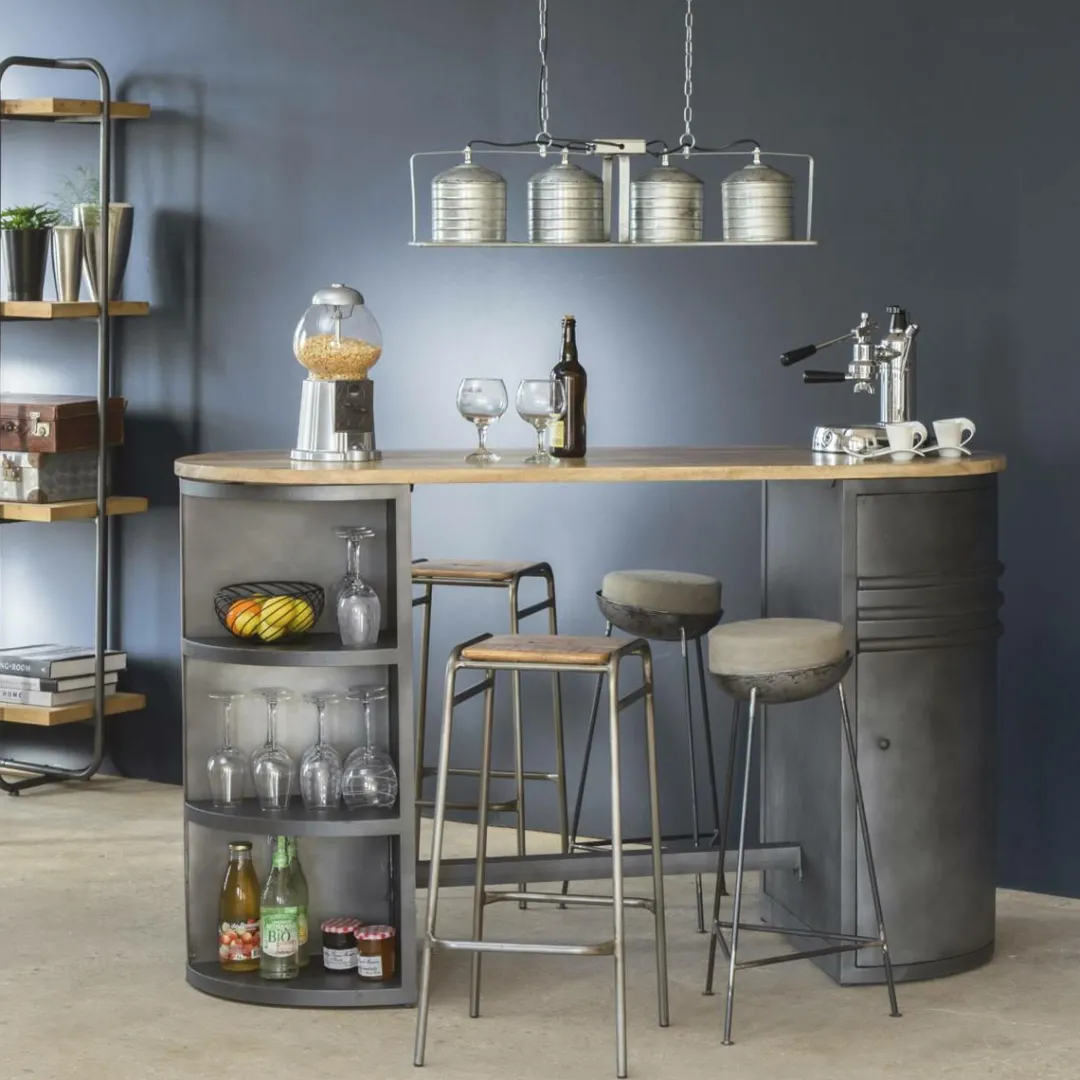 Tabouret De Bar<Made in Meubles Tabouret de bar en métal 1 place Grey