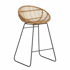 Tabouret De Bar<Made in Meubles Tabouret de bar rond en rotin et métal Calvi