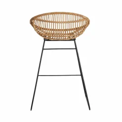 Tabouret De Bar<Made in Meubles Tabouret de bar rond en rotin et métal Calvi