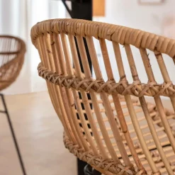 Tabouret De Bar<Made in Meubles Tabouret de bar rond en rotin et métal Calvi