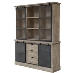 Vaisselier<Made in Meubles Vaisselier en bois de manguier brossé et métal gris Helsinki