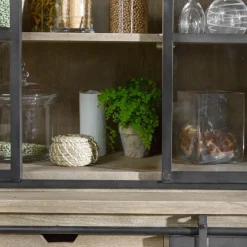 Vaisselier<Made in Meubles Vaisselier en bois de manguier brossé et métal gris Helsinki