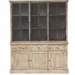 Vaisselier<Made in Meubles Vaisselier en bois de manguier brossée et métal noir Clotilde