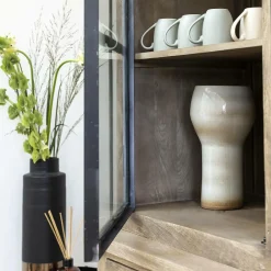 Vaisselier<Made in Meubles Vaisselier en bois de manguier brossée et métal noir Clotilde
