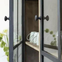 Vaisselier<Made in Meubles Vaisselier en bois de manguier brossée et métal noir Clotilde