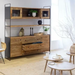 Vaisselier<Made in Meubles Vaisselier en bois recyclé 190cm Blaise