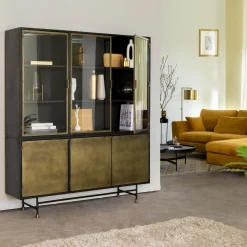 Vaisselier<Made in Meubles Vaisselier en laiton et métal Janelle