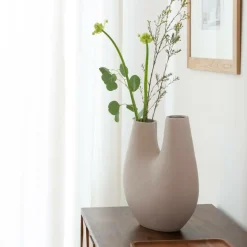 Décoration<Made in Meubles Vase beige 2 tiges en aluminium Tulipa