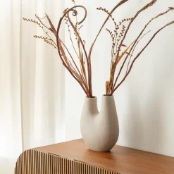 Décoration<Made in Meubles Vase beige 2 tiges en aluminium Tulipa