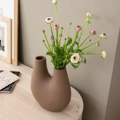 Décoration<Made in Meubles Vase marron 2 tiges en aluminium Tulipa