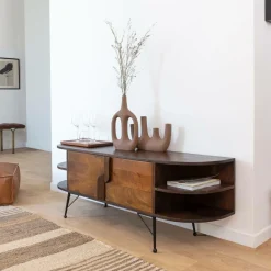 Décoration<Made in Meubles Vase marron 4 tiges en aluminium Dahlia