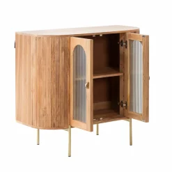 Vitrine<Made in Meubles Vitrine arrondie en bois de manguier Maria