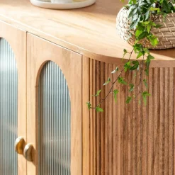 Vitrine<Made in Meubles Vitrine arrondie en bois de manguier Maria