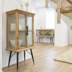 Vaisselier|Vitrine<Made in Meubles Vitrine en bois de sapin et verre strié 2 portes Nicole