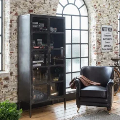 Vitrine<Made in Meubles Vitrine en métal 2 portes Gabin