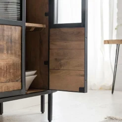 Bibliothèque|Vitrine<Made in Meubles Vitrine en métal et bois de manguier Achille